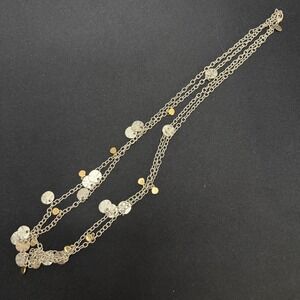 Express Layered Coin Charm Necklace Women OS Silver Gold Mixed Metal Boho
